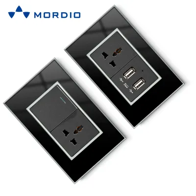 N8 Mordio Мьянма Вьетнам Чили Бразилия Черная розетка для модуля настенного переключателя и 1-канальная розетка с портами 2,1 А, 2 USB