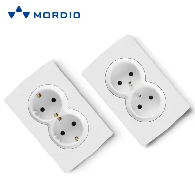 Q100 White plastic cheaper European electric wall switch and socket 16A 2P+E switched socket with 2usb 220V~