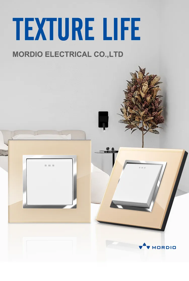 Acrylic/Glass/Stainless/Silver or Golden Brass Copper Euro/BS 16A 2P+E Socket Outlet and Square/Circle Light Switch 250V