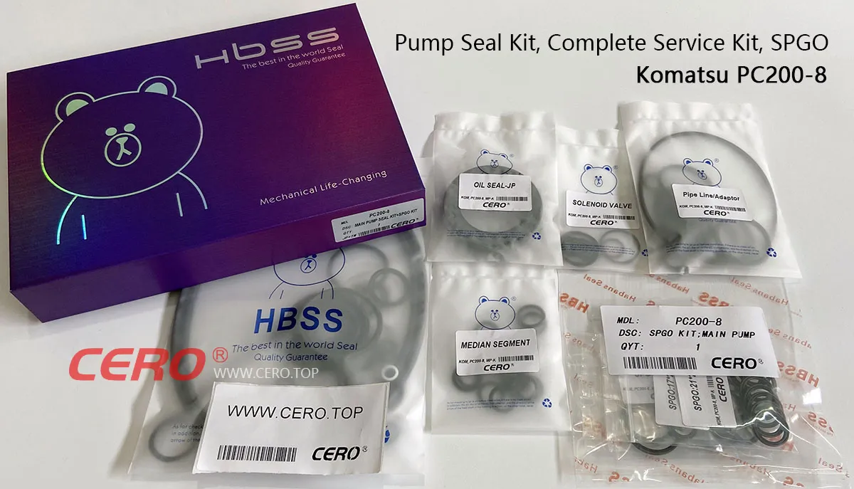 Komatsu PC200-8 Hydraulic Main Pump Seal Kit SPGO 708-2L-00600 708-2L-31470 708-2L-00400 708-2L-00490 708-2L-00500