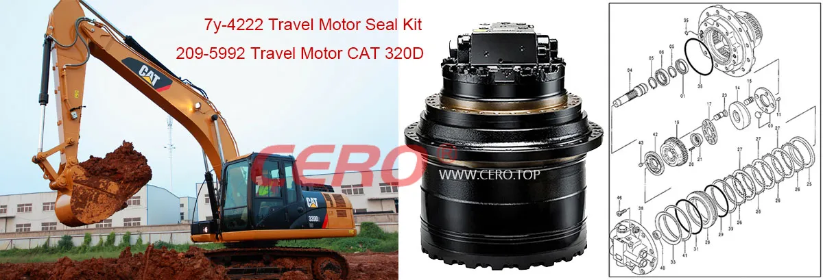 CAT 320D Travel Motor Seal Kit 7Y-4222 Final Drive 209-5992 215-9982 Caterpillar CAT 320B 320C E320D