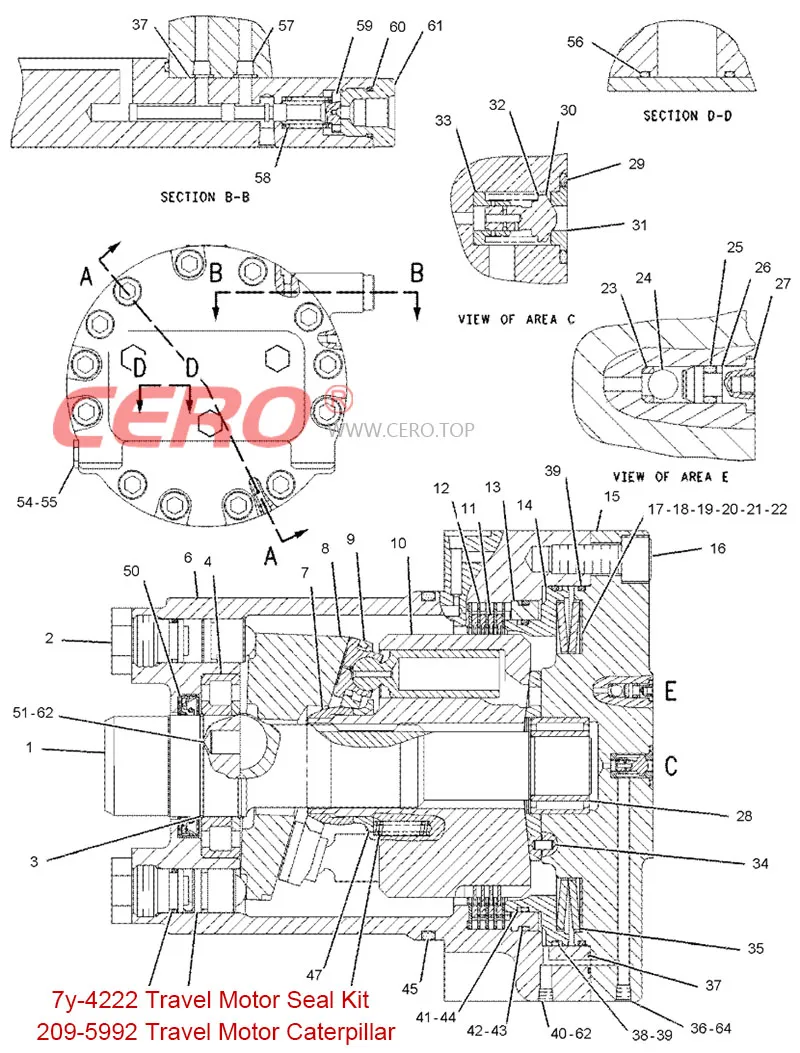 CAT 320D Travel Motor Seal Kit 7Y-4222 Final Drive 209-5992 215-9982 Caterpillar CAT 320B 320C E320D