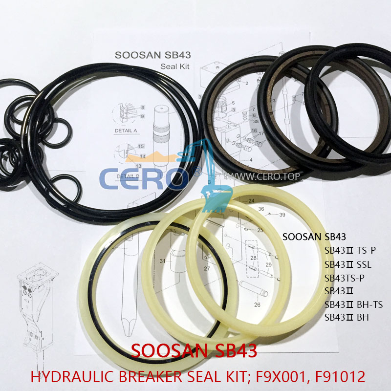 SOOSAN SB43 Breaker Seal Kit F9X001 F91012 SB43Ⅱ SB43TSP SQ43