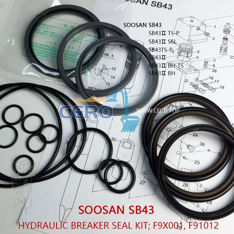 SOOSAN SB43 Breaker Seal Kit F9X001 F91012 SB43Ⅱ SB43TSP SQ43