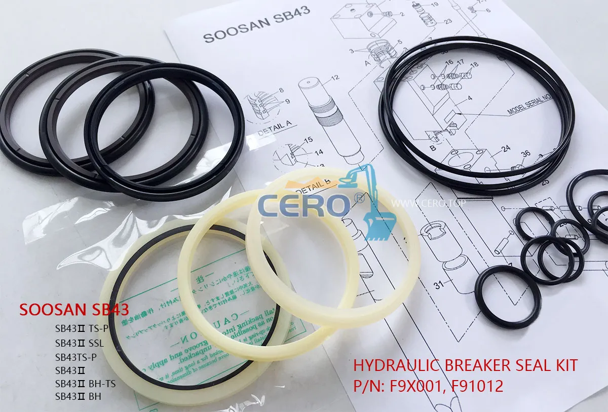 SOOSAN SB43 Breaker Seal Kit F9X001 F91012 SB43Ⅱ SB43TS-P SB43ⅡTS-P SB43ⅡSSL SB43ⅡBH SB43ⅡBH-TS