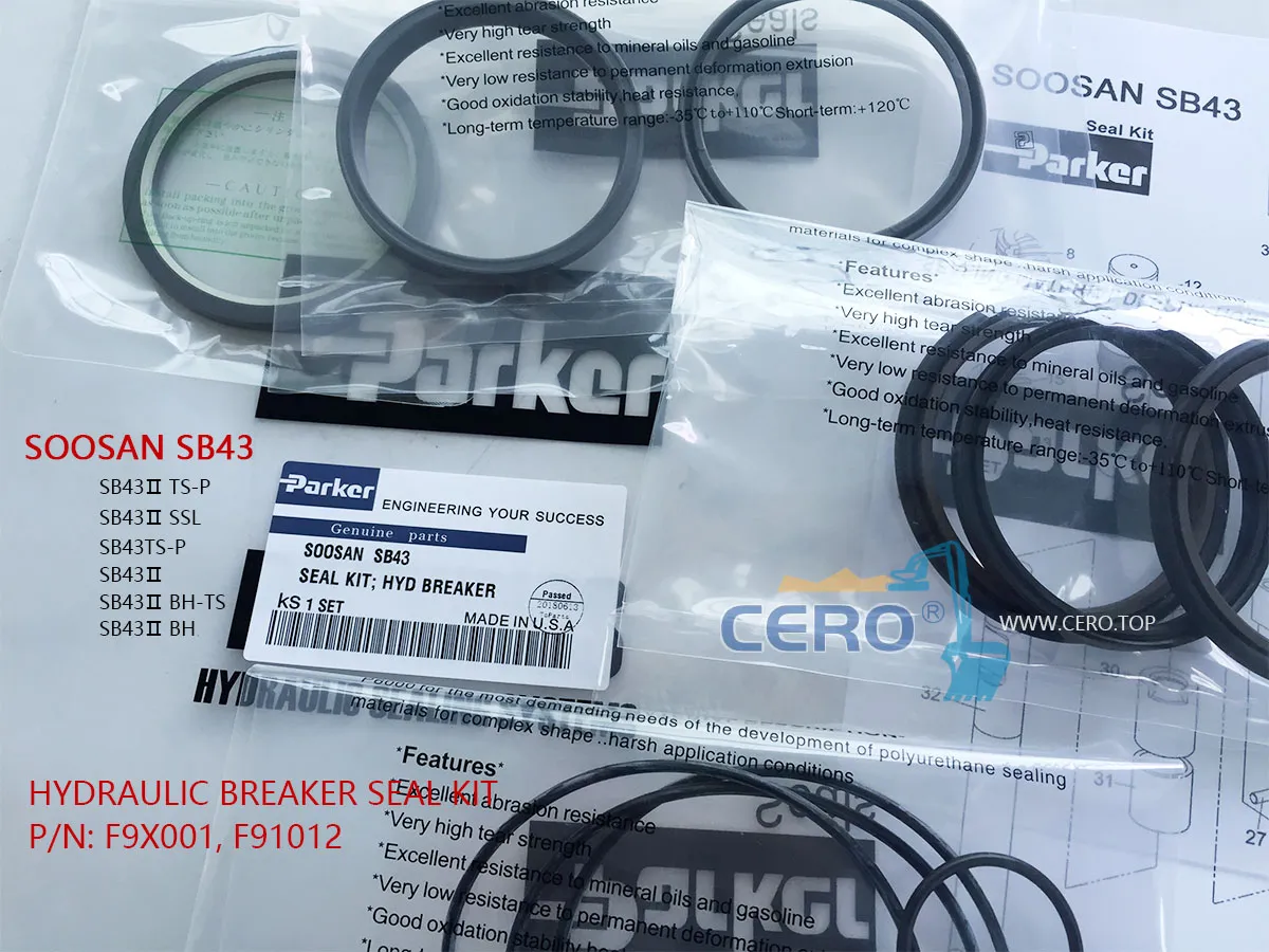 SOOSAN SB43 Breaker Seal Kit F9X001 F91012 SB43Ⅱ SB43TS-P SB43ⅡTS-P SB43ⅡSSL SB43ⅡBH SB43ⅡBH-TS