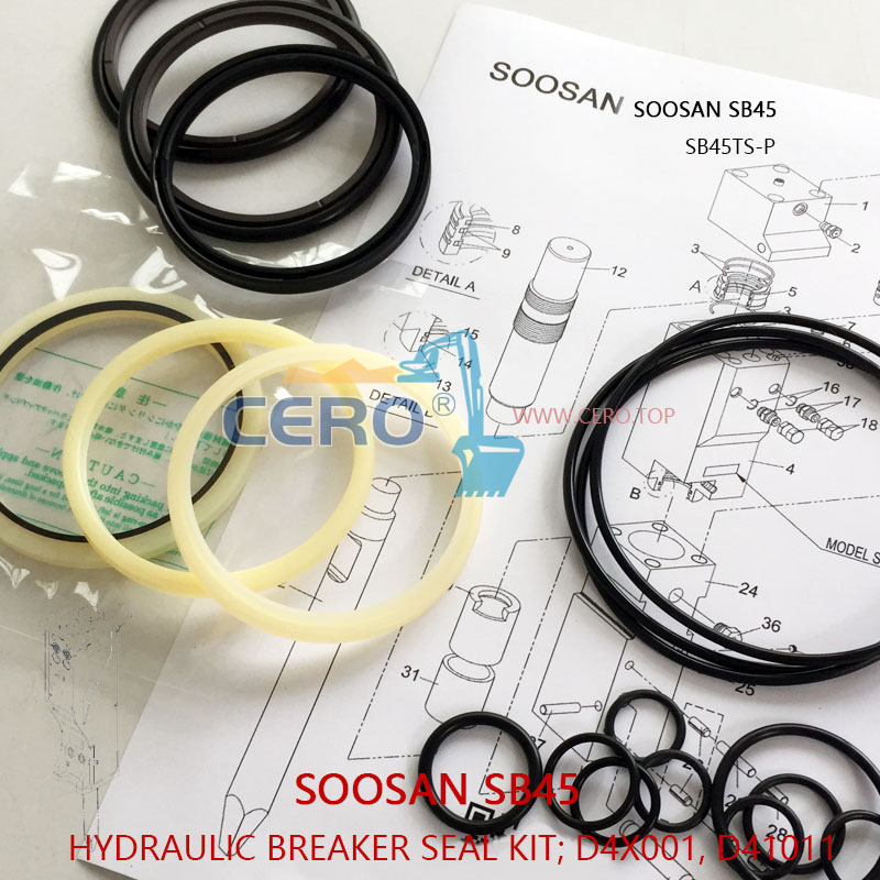 SOOSAN SB45 Breaker Seal Kit D4X001 D41011 SB45TSP SQ45