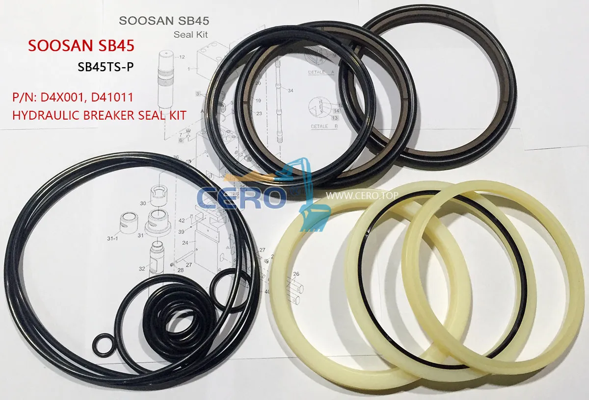 SOOSAN SB45 Hydraulic Breaker Seal Kit D4X001 D41011 SB45TS-P SB45TSP