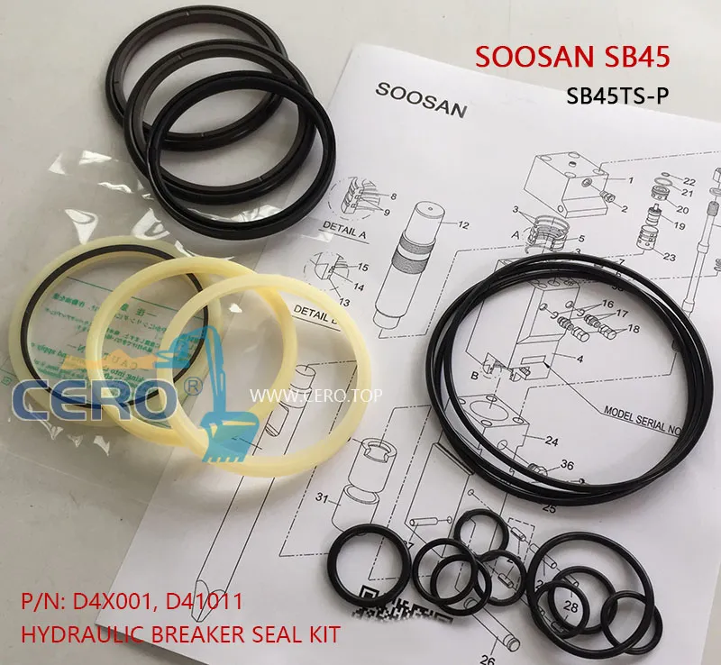 SOOSAN SB45 Hydraulic Breaker Seal Kit D4X001 D41011 SB45TS-P SB45TSP