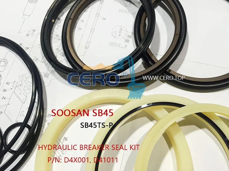 SOOSAN SB45 Hydraulic Breaker Seal Kit D4X001 D41011 SB45TS-P SB45TSP