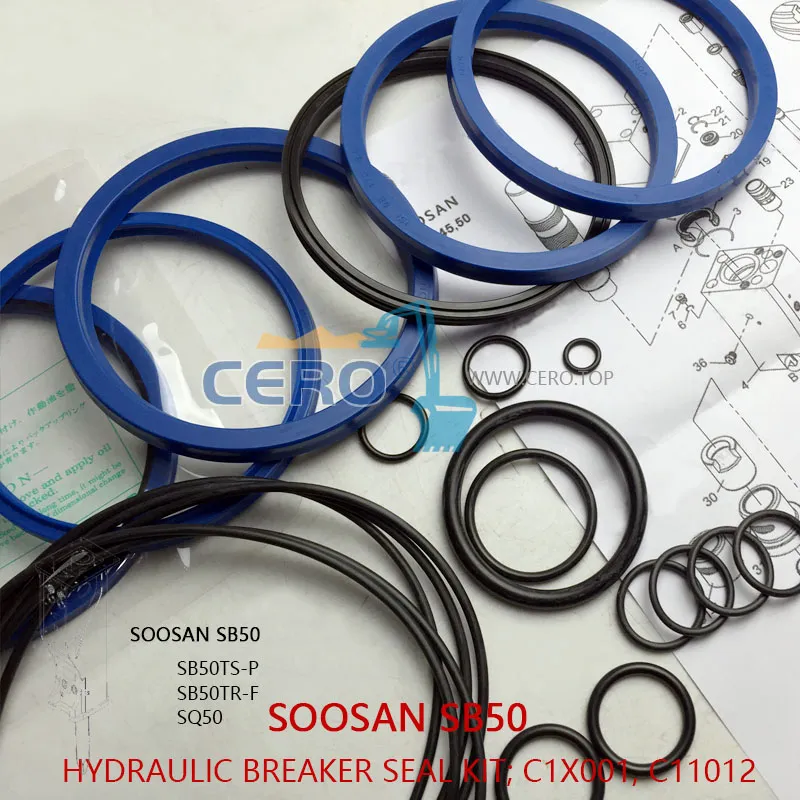 SOOSAN SB50 Hydraulic Breaker Seal Kit C1X001 C11012 SB50TS-P SB50TSP SQ50 SB50TR-F SB50TRF