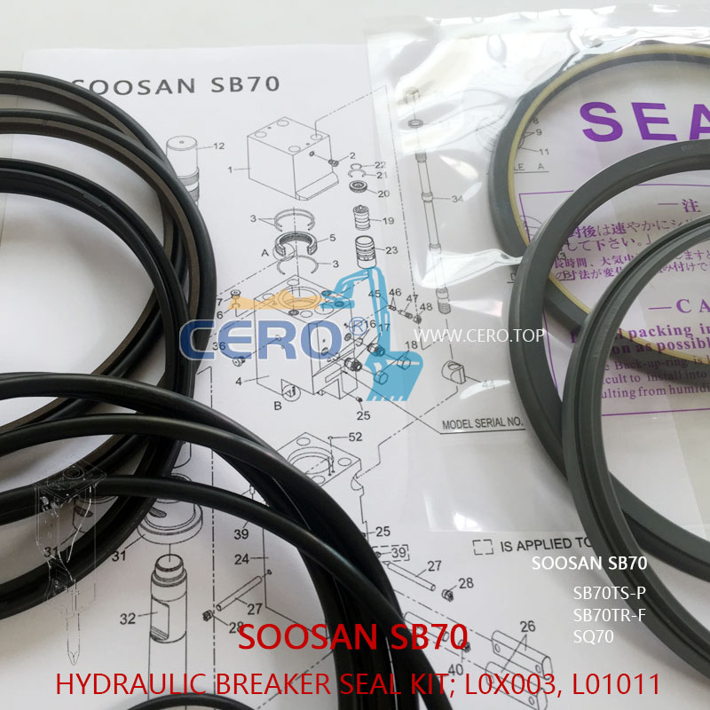 SOOSAN SB81N Breaker Seal Kit L0X003 L01011 SB70 SB81NII