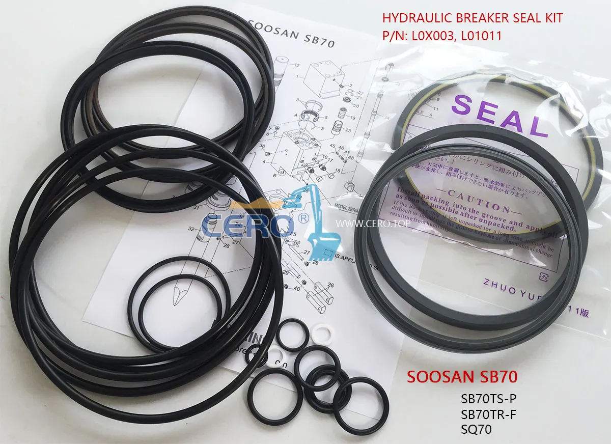 SOOSAN SB70 Hydraulic Breaker Seal Kit L0X003 L01011 SB70TS-P SB70TSP SQ70 SB70TR-F SB70TRF SB81NII