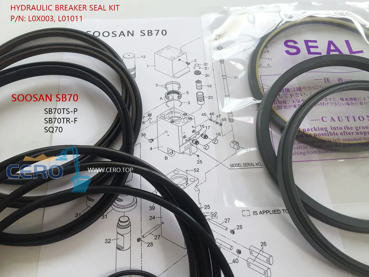 SOOSAN SB81N SB70 Hydraulic Breaker Seal Kit L0X003 L01011 SB70TS-P SB70TSP SQ70 SB70TR-F SB70TRF SB81NII