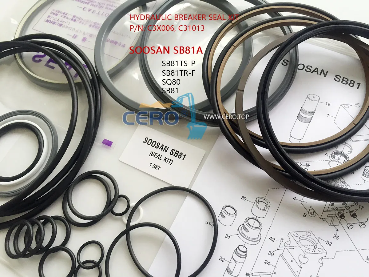 SOOSAN SB81A Hydraulic Breaker Seal Kit C3X006 C31013 SB81TS-P SB81TSP SB81