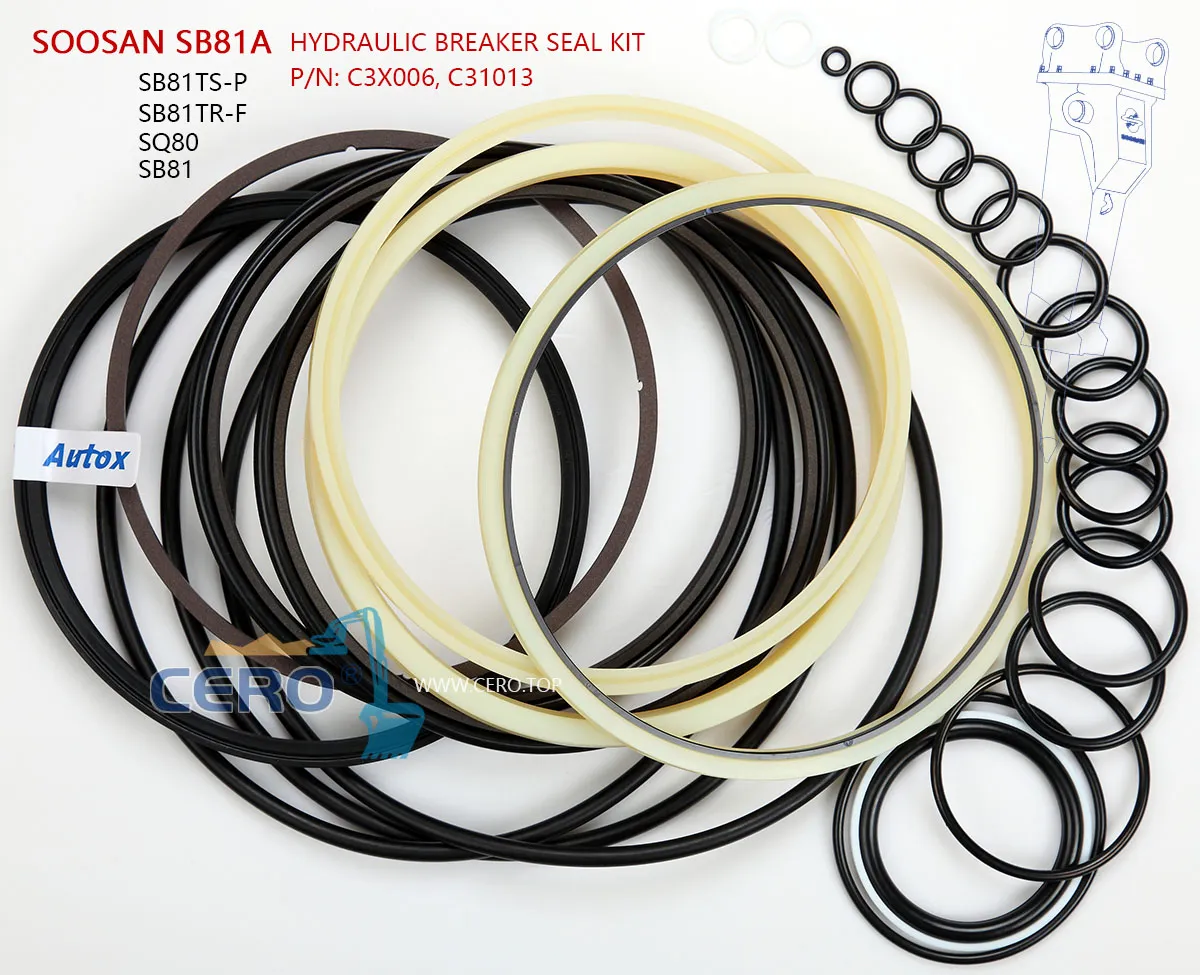 NOK Seal Kit SOOSAN SB81A Hydraulic Breaker Seal Kit C3X006 C31013 SB81TS-P SB81TSP SB81