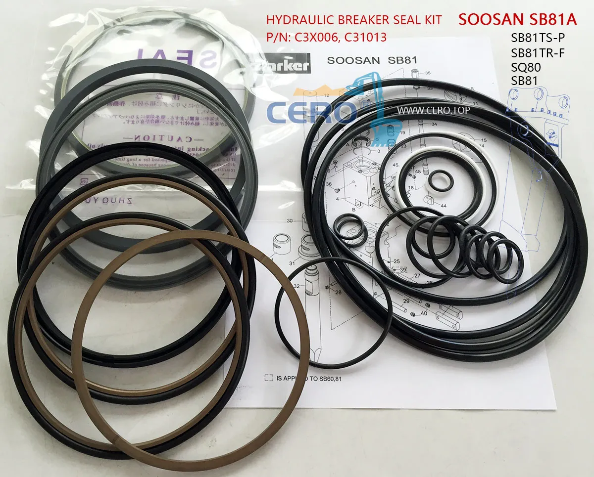 ParKer Seal Kit SOOSAN SB81A Hydraulic Breaker Seal Kit C3X006 C31013 SB81TS-P SB81TSP SB81