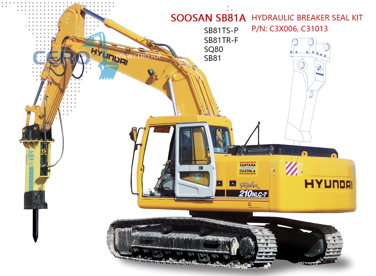 SOOSAN SB81A Breaker Seal Kit C3X006 C31013 SB81TSP SB81