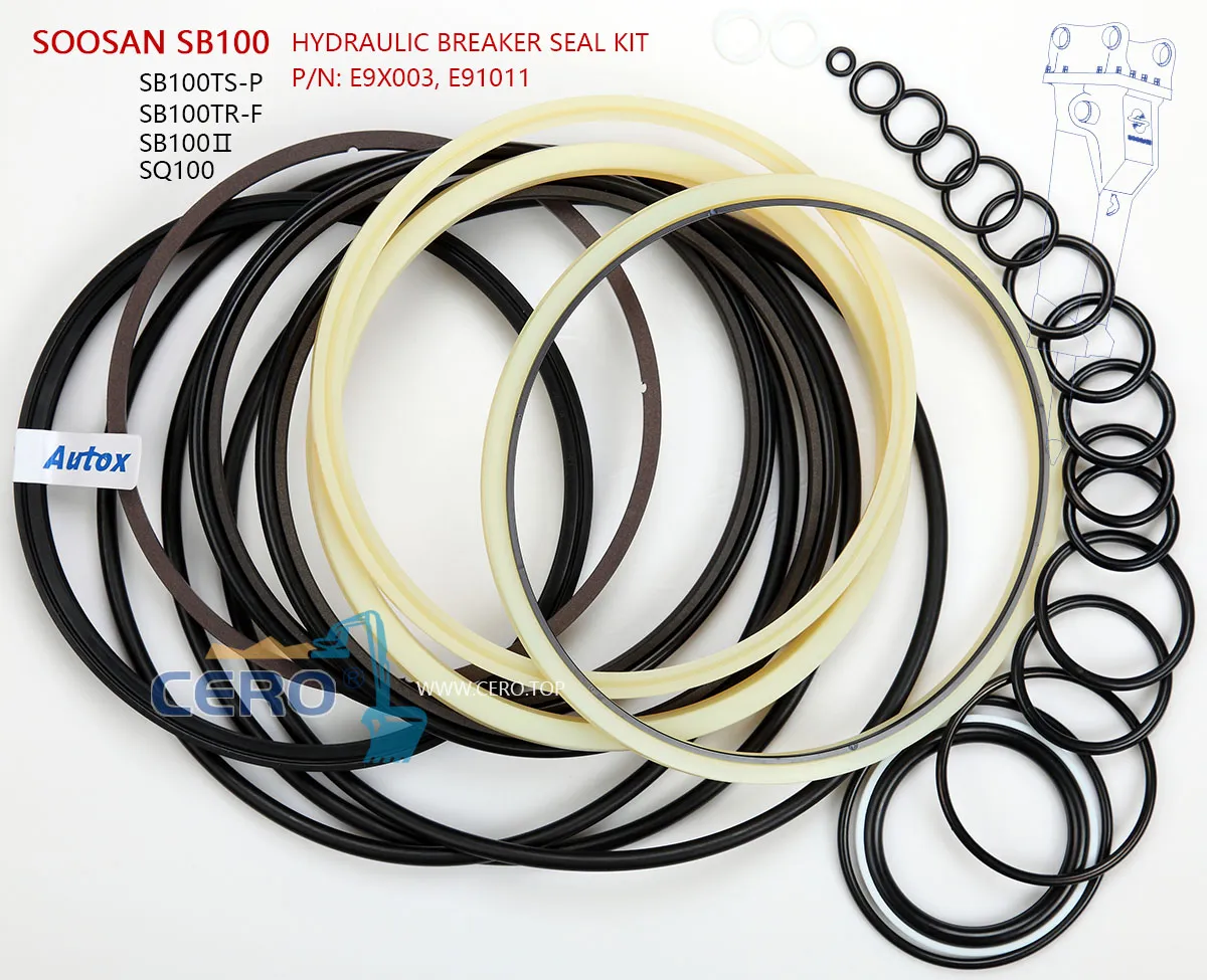 NOK Seal Kit SOOSAN SB100 Hydraulic Breaker Seal Kit E9X003 E91011 SB100TSP SQ100 SB100TRF