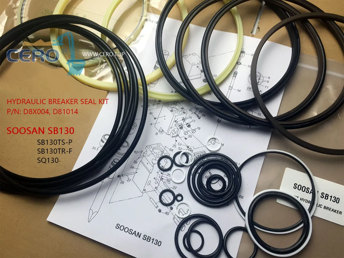 SOOSAN SB130 Hydraulic Breaker Seal Kit D8X004 D81014 SB130TSP SQ130 SB130TRF