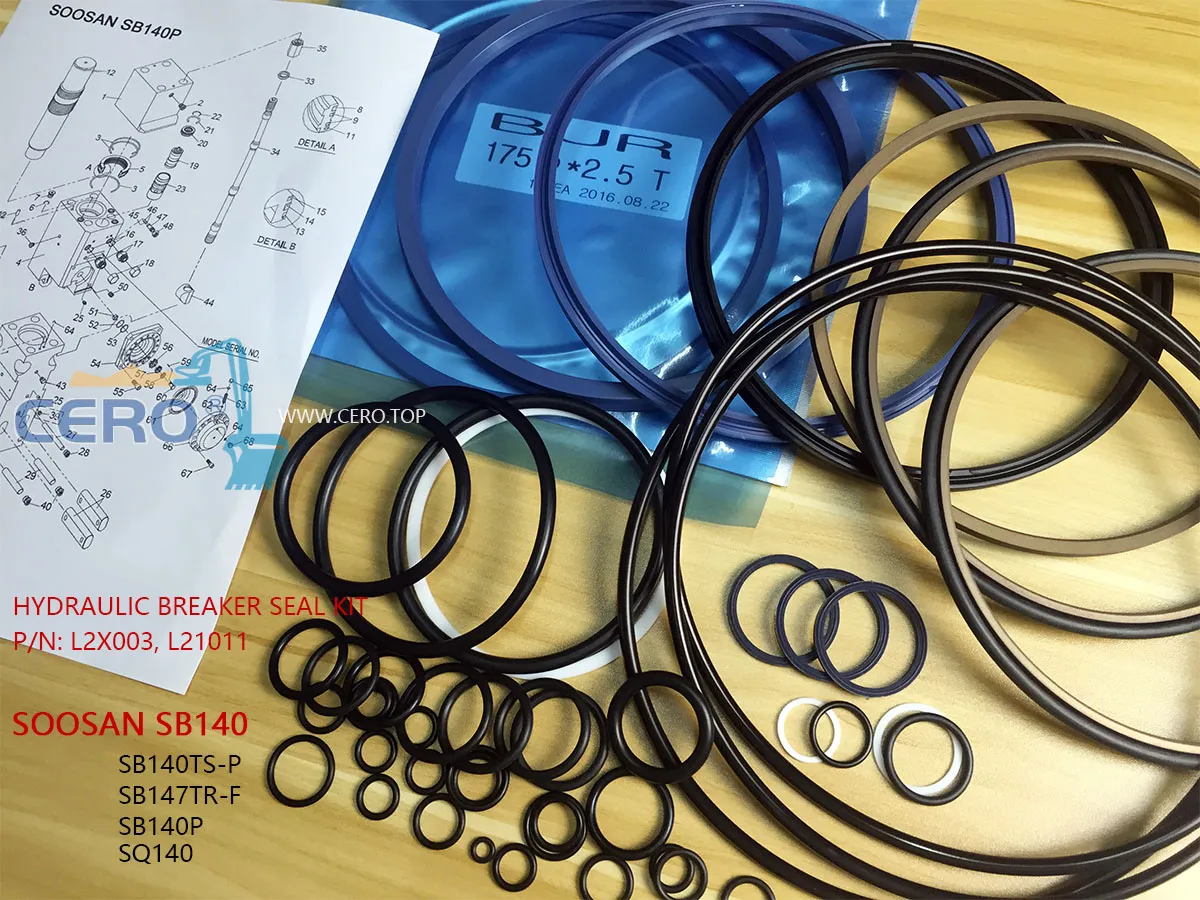 SOOSAN SB140 Hydraulic Breaker Seal Kit L2X003 L21011 SB140TSP SQ140 SB147TRF SB140P SB147 SB147P