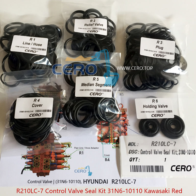 Hyundai R225LC-7 Control Valve Seal Kit R225-7 Kawasaki Mcv Main Valve