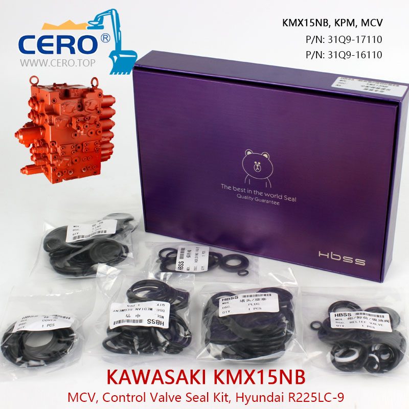 KAWASAKI KMX15NB Control Valve Seal Kit 31Q9-16110 Hyundai R225LC-9 KPM MCV 31Q9-17110