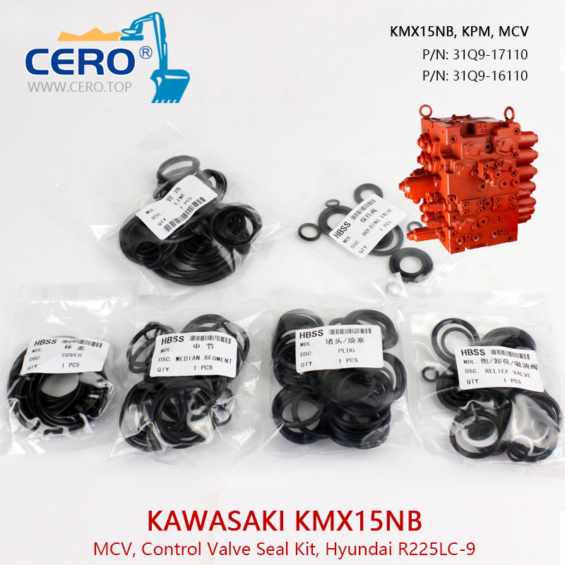 KAWASAKI KMX15NB Control Valve Seal Kit 31Q9-16110 Hyundai R225LC 