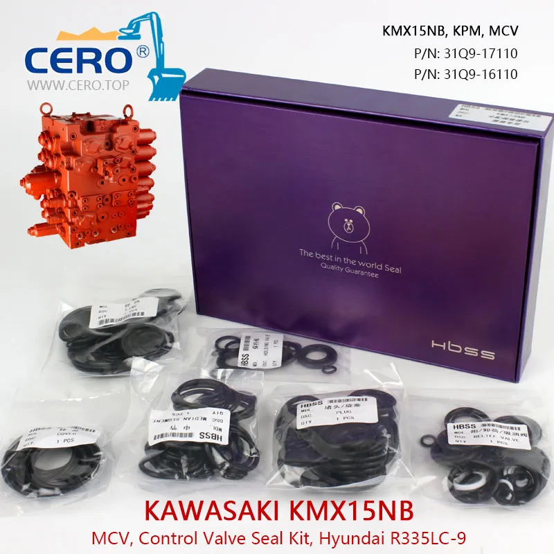 KAWASAKI KMX15NB Control Valve Seal Kit 31Q9-16110 Hyundai R335LC-9 KPM MCV 31Q9-17110