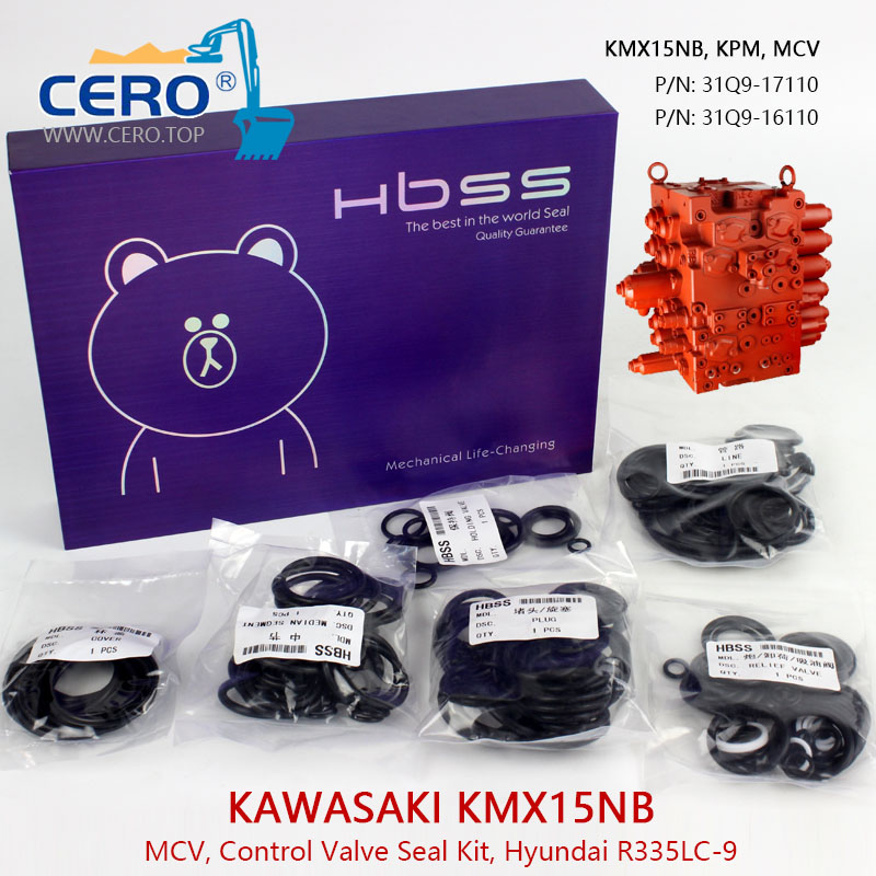 KAWASAKI KMX15NB Control Valve Seal Kit 31Q9-16110 Hyundai R335LC-9 KPM MCV 31Q9-17110