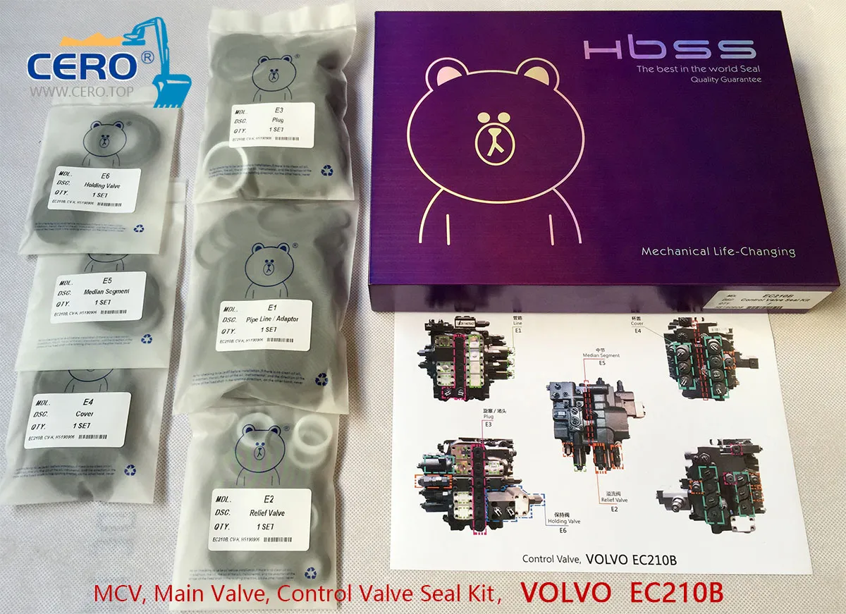 Volvo EC210B EC210BLC Main Control Valve Seal Kit HYEST UX28-86 MCV VOE14532821 VOE14676421 VOE14512144 VOE14505323