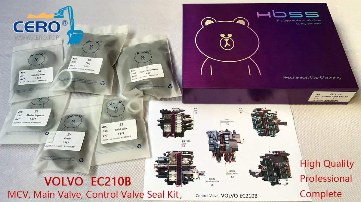 Volvo EC210B EC210BLC Main Control Valve Seal Kit HYEST UX28-86 MCV  VOE14532821