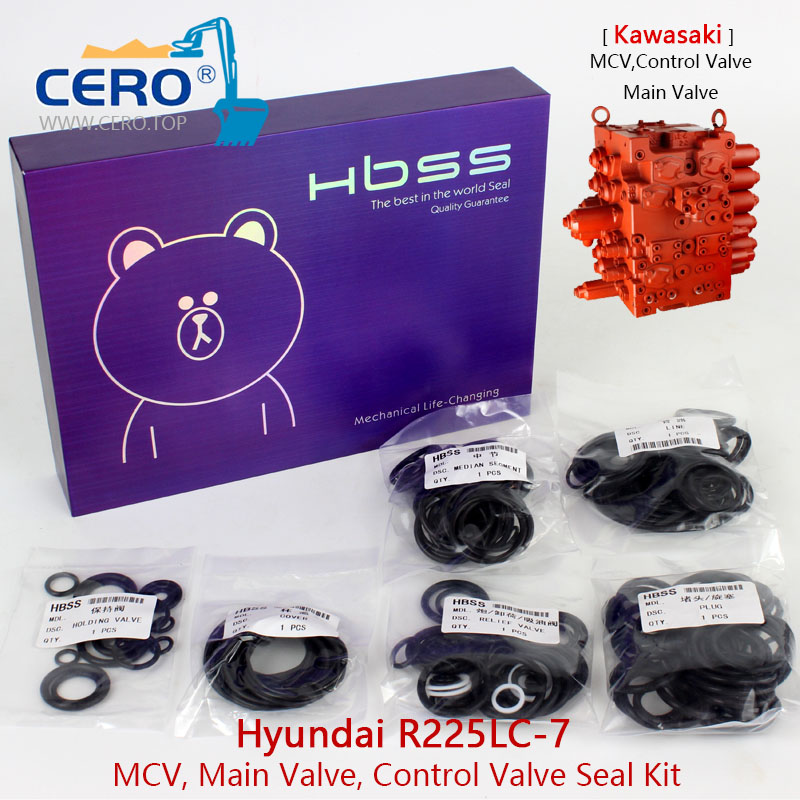 Hyundai R225LC-7 Control Valve Seal Kit R225-7 Toshiba Mcv Main Valve