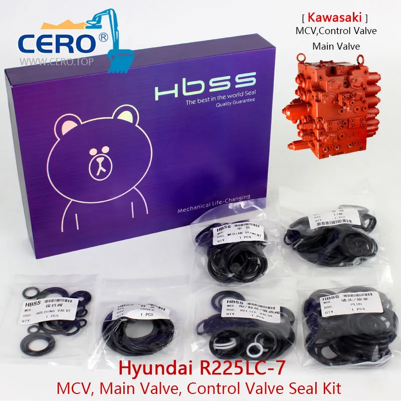 Hyundai R225LC-7 Control Valve Seal Kit R225-7 Kawasaki Mcv Main Valve