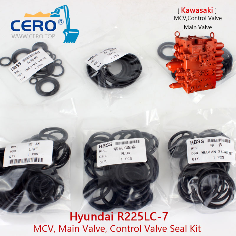 Hyundai R225LC-7 Control Valve Seal Kit R225-7 Kawasaki Mcv Main Valve