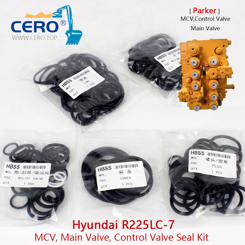 Hyundai R225LC-7 Control Valve Seal Kit R225-7 Parker Mcv Main Valve