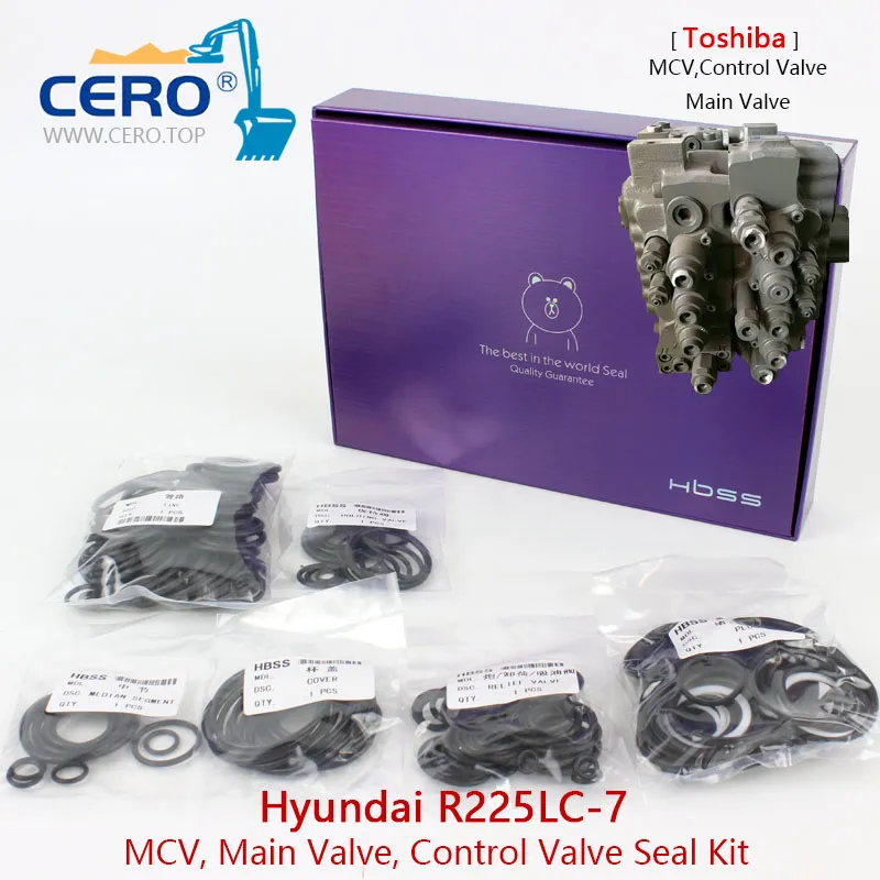 Hyundai R225LC-7 Control Valve Seal Kit R225-7 Toshiba Mcv Main Valve