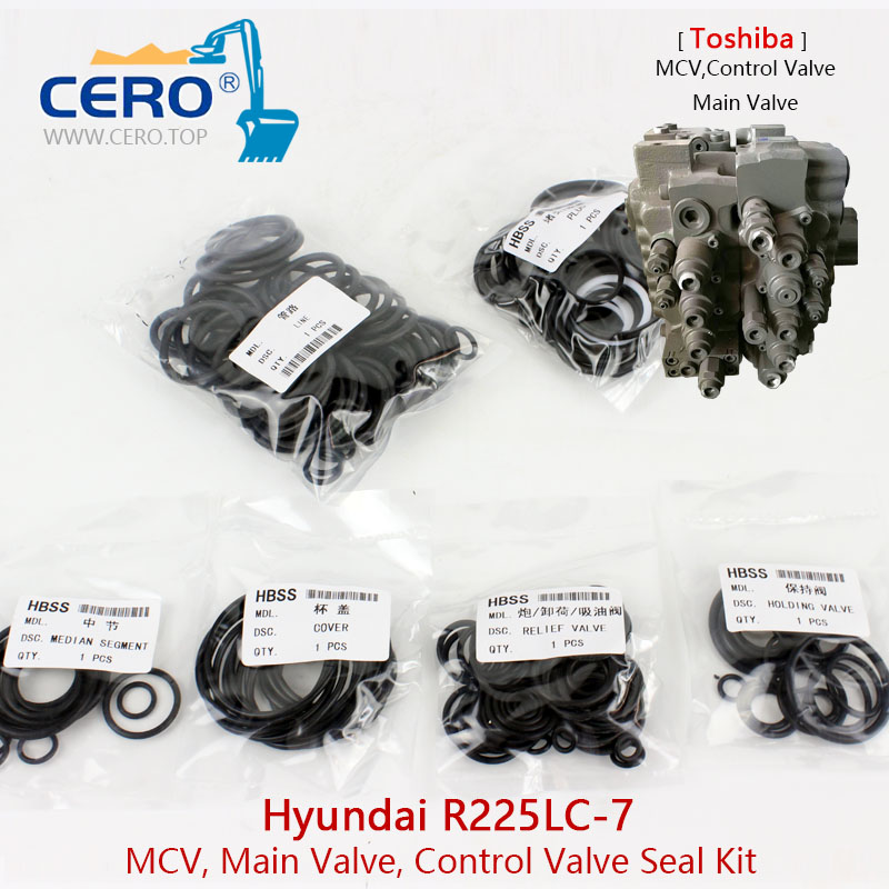 Hyundai R225LC-7 Control Valve Seal Kit R225-7 Toshiba Mcv Main Valve