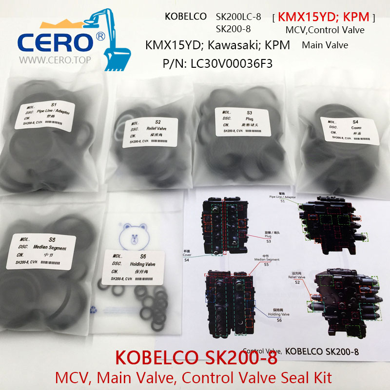 Kobelco SK200-8 Control Valve Seal Kit SK200LC-8 Main Valve LC30V00036F3 KMX15YD