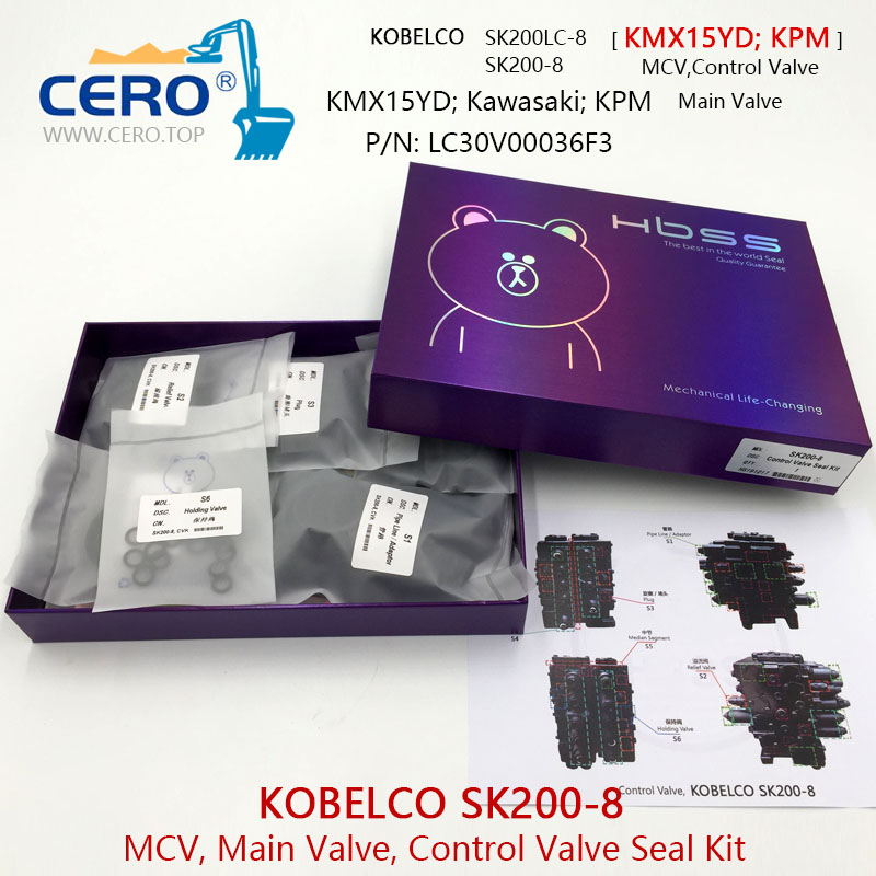 Kobelco SK200-8 Control Valve Seal Kit SK200LC-8 Main Valve LC30V00036F3 KMX15YD