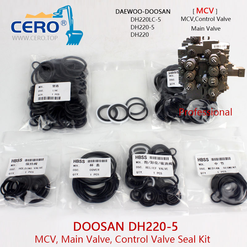 Doosan DH220-5 Control Valve Seal Kit Daewoo DH220LC-5 Main Valve