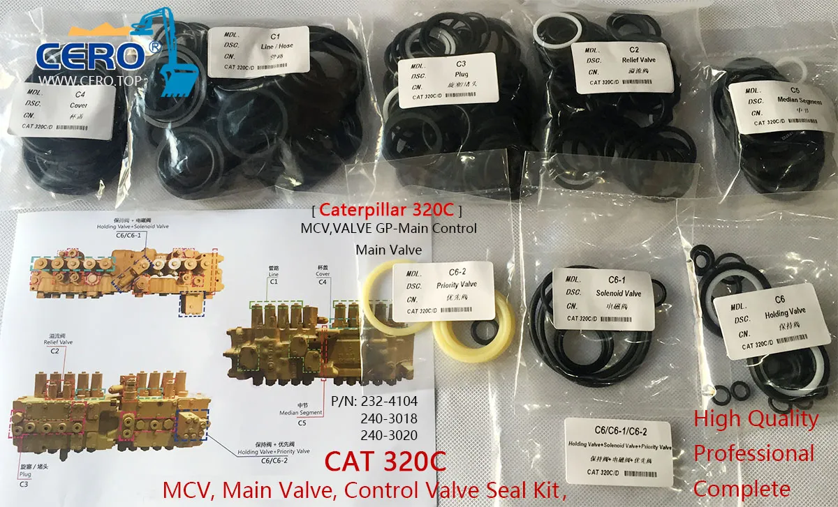 CAT 320C Valve Gp Main Control Valve Seal Kit Caterpillar 320C 232-4104 240-3018 240-3020