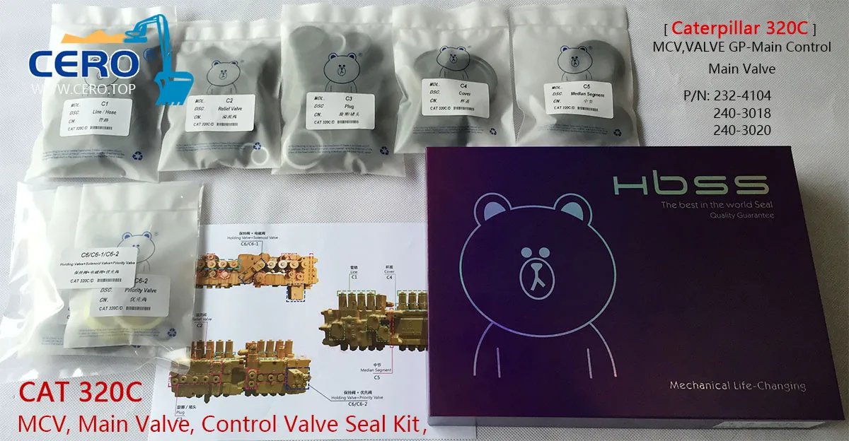 CAT 320C Valve Gp Main Control Valve Seal Kit Caterpillar 320C 2324104 2403018 2403020