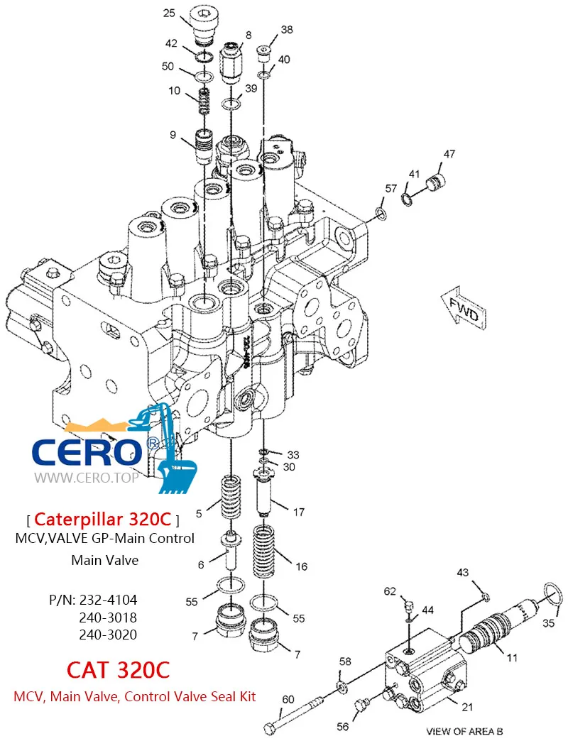 CAT 320C Valve Gp Main Control Caterpillar 320C 232-4104 240-3018 240-3020