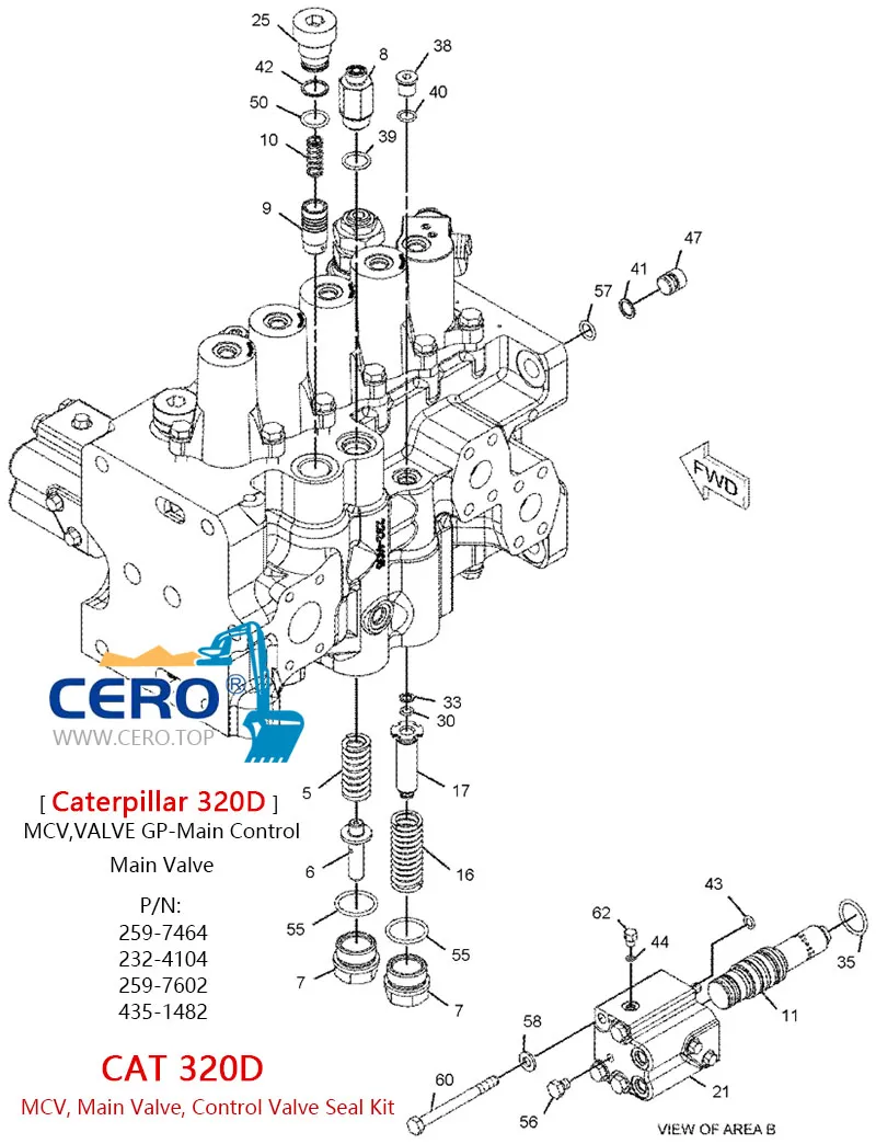 CAT 320D Valve Gp Main Control Valve Caterpillar 320DL 2597464 2324104 2597602 4351482