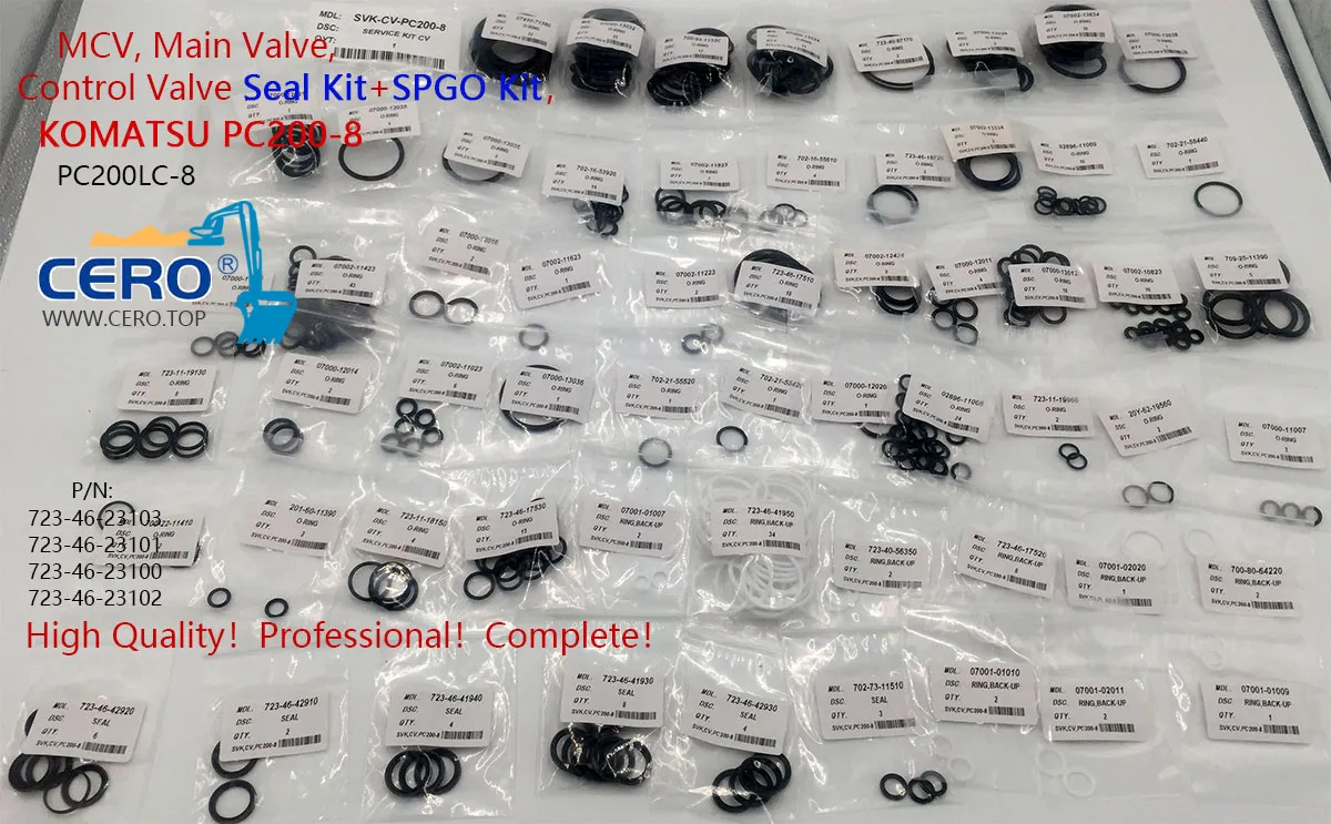 Komatsu PC200-8 Main Control Valve Seal Kit SPGO Kit 723-46-23103 723-46-23101 723-46-23100 723-46-23102