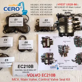 Volvo EC210B EC210BLC Kit de sello de válvula de control principal HYEST UX28-86 MCV VOE14532821