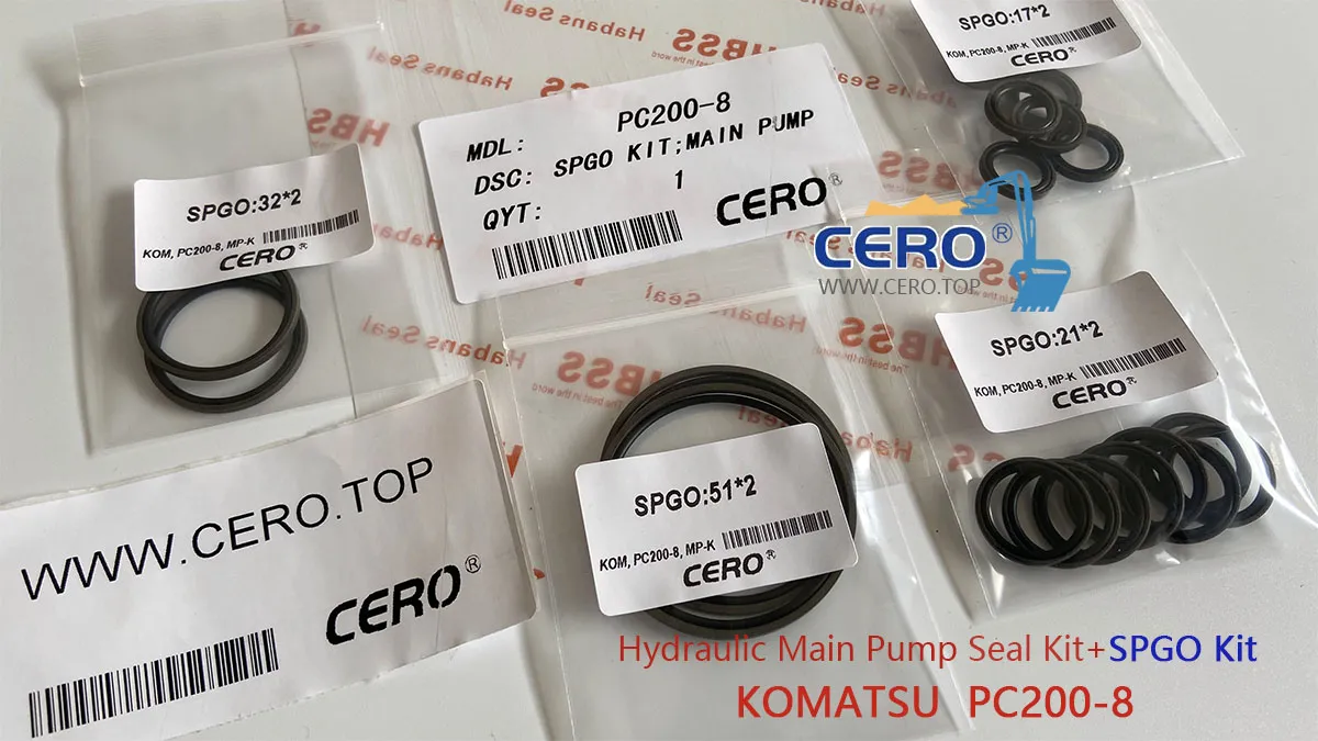 Komatsu PC200-8 Hydraulic Main Pump Seal Kit SPGO 708-2L-00600 708-2L-31470 708-2L-00400 708-2L-00490 708-2L-00500