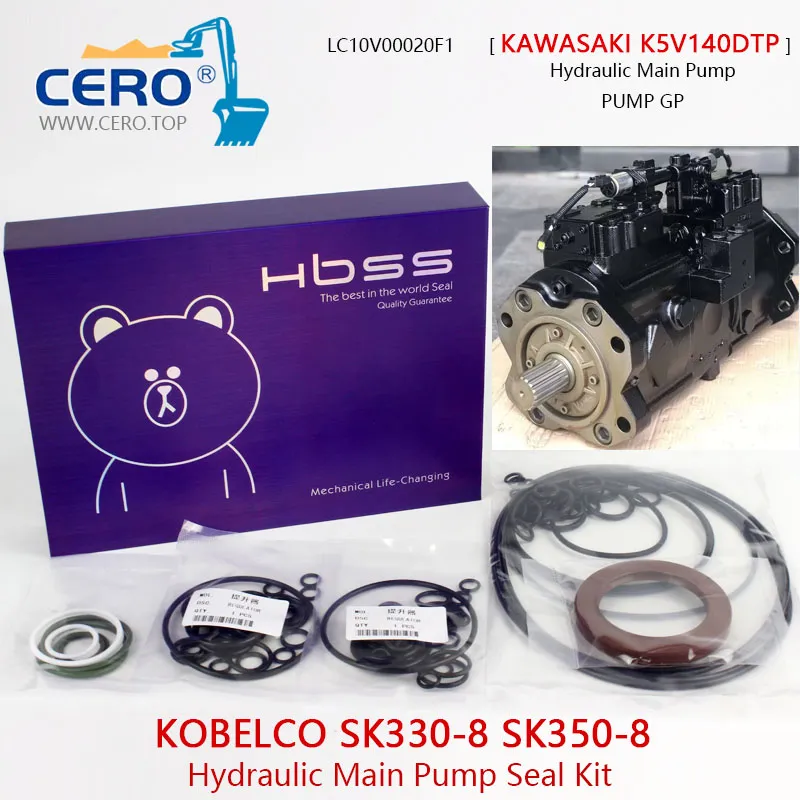 KOBELCO SK330-8 SK350-8 Hydraulic Main Pump Seal Kit KAWASAKI K5V140DTP  LC10V00020F1 K5V140DT