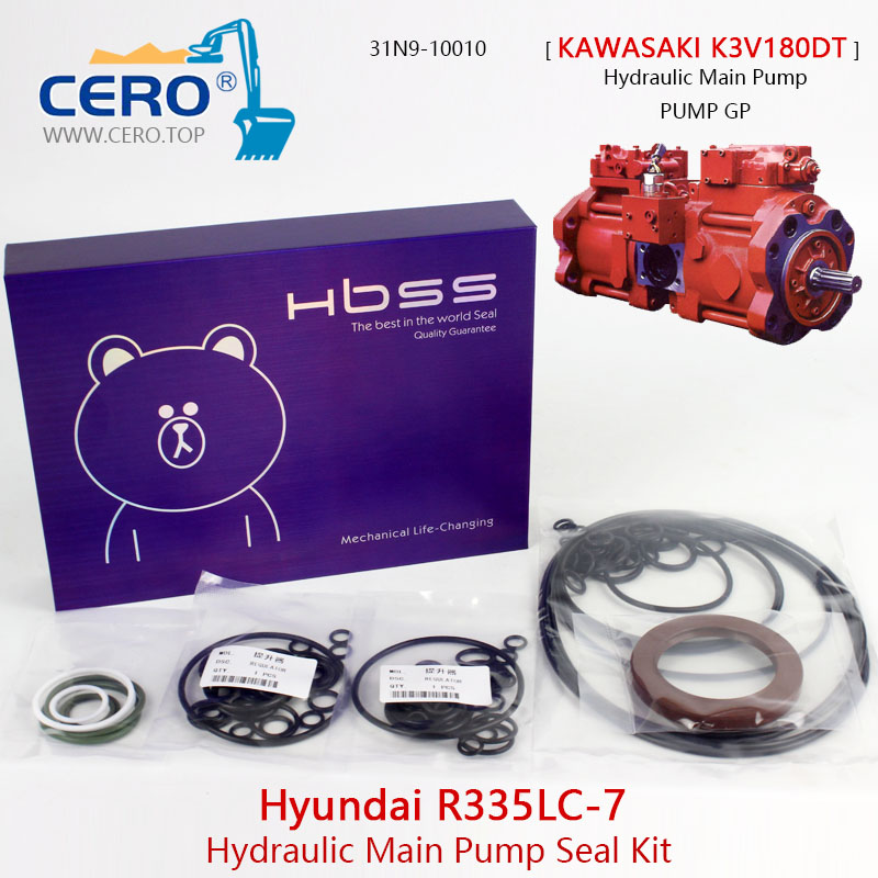 Hyundai R335LC-7 Hydraulic Main Pump Seal Kit K3V180DT 31N9-10010